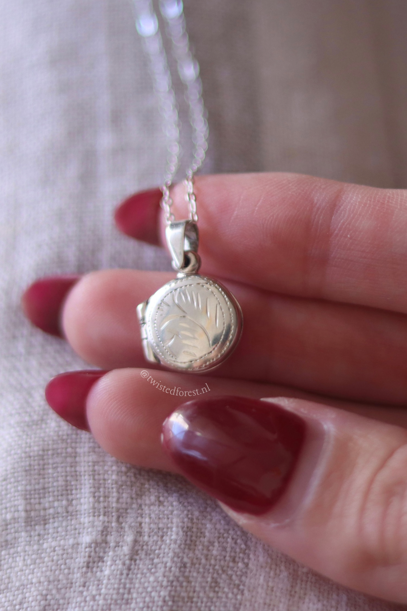 ‘Selene’ Hand-Painted Sterling Silver Locket