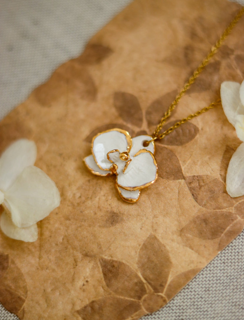 ‘Snow Orchid’ Porcelain Necklace