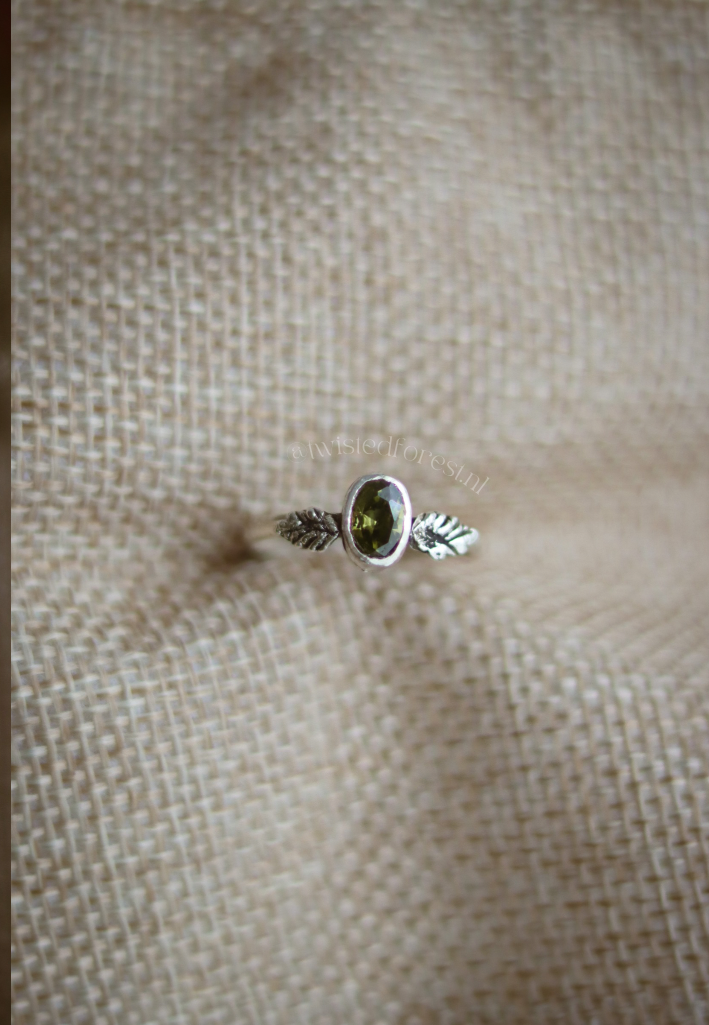 Peridot Sterling Silver Oak Leaf Ring