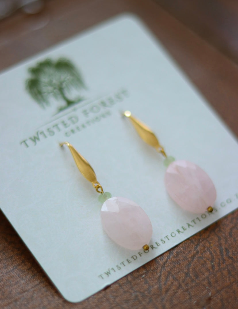 ‘Lucretia’ Rose Quartz & Aventurine Gemstone Earrings