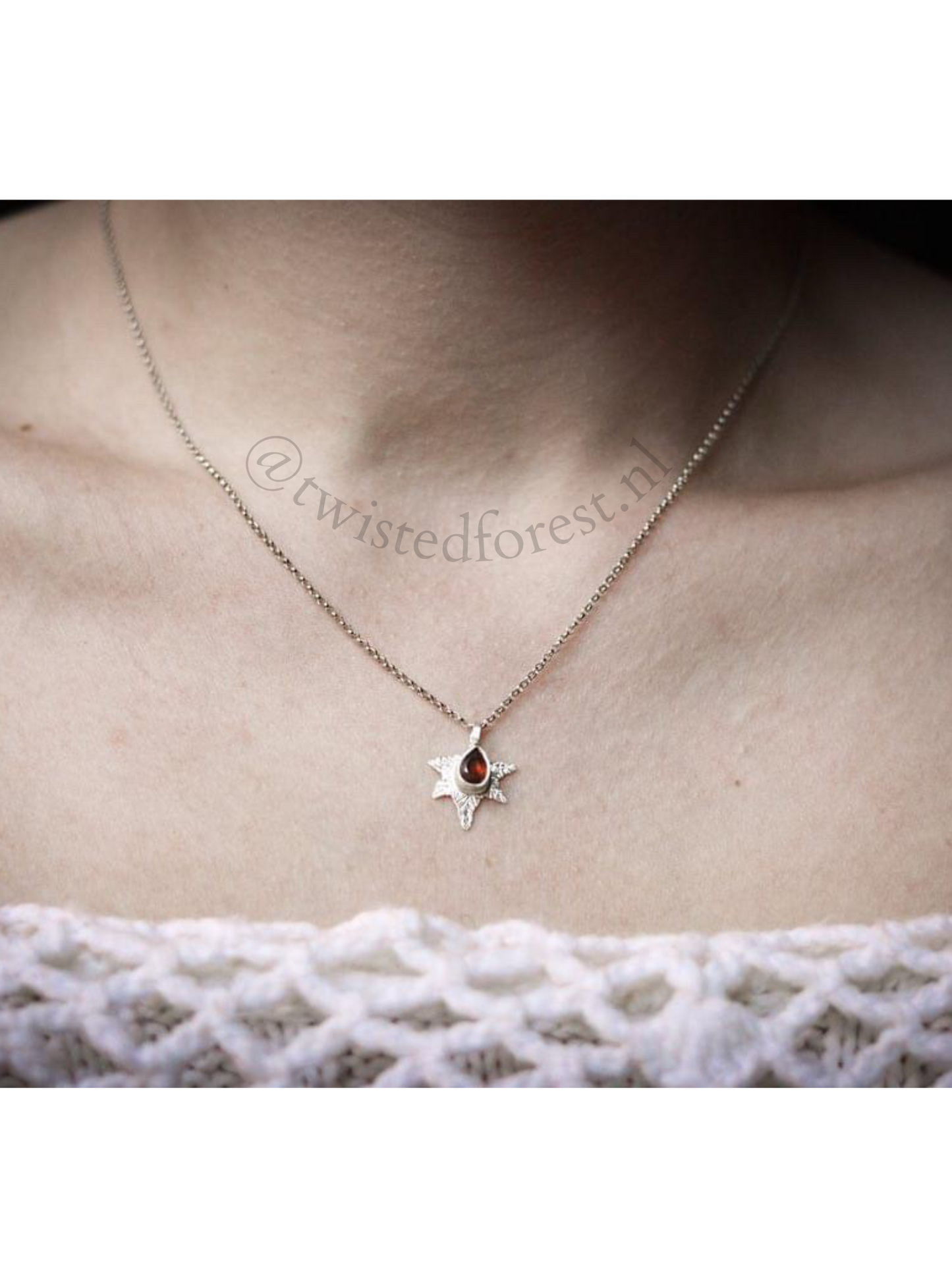 Nurture Naturae Garnet Gemstone Sterling Silver Necklace