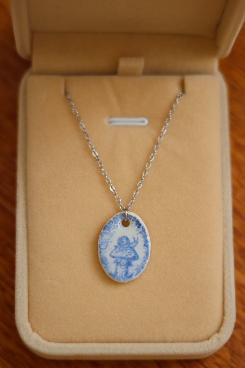 ‘Snail On Mushroom’ Porcelain Necklace