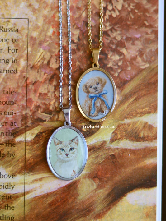 Hand-Painted Pet Portrait Necklaces