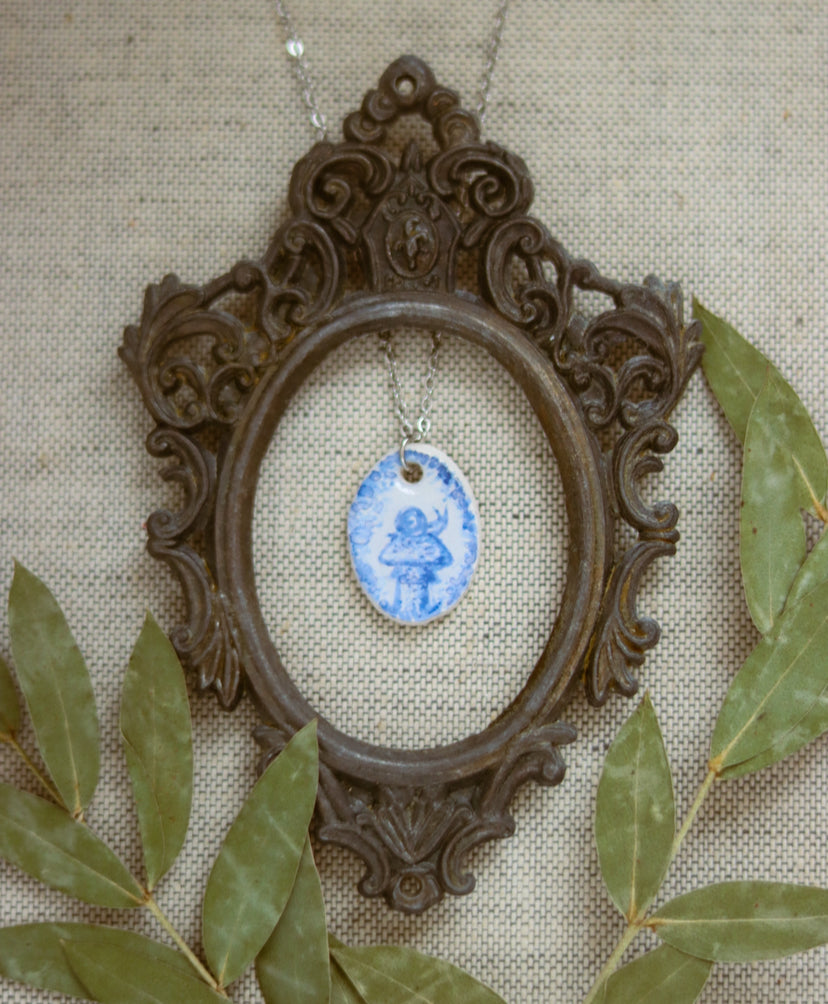 ‘Snail On Mushroom’ Porcelain Necklace