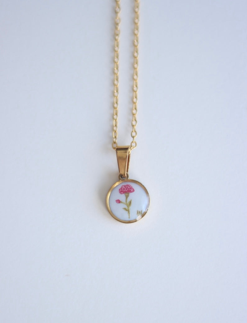 Hand-Painted Birth Month Flower Necklaces