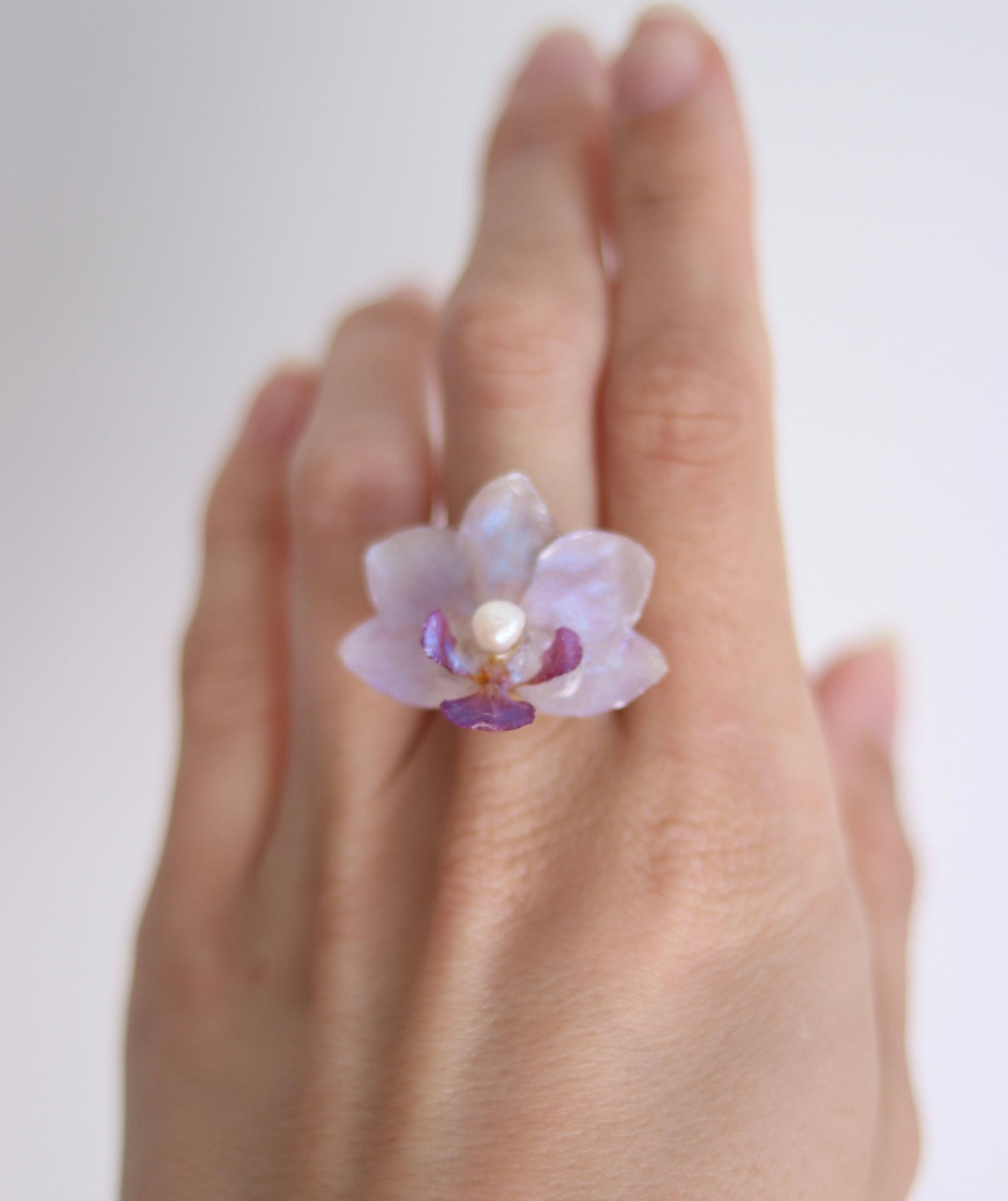 Orchid & Freshwater Pearl Ring
