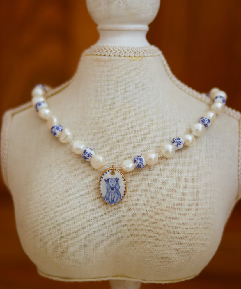 ‘Puppy’ Freshwater Pearl Porcelain Necklace