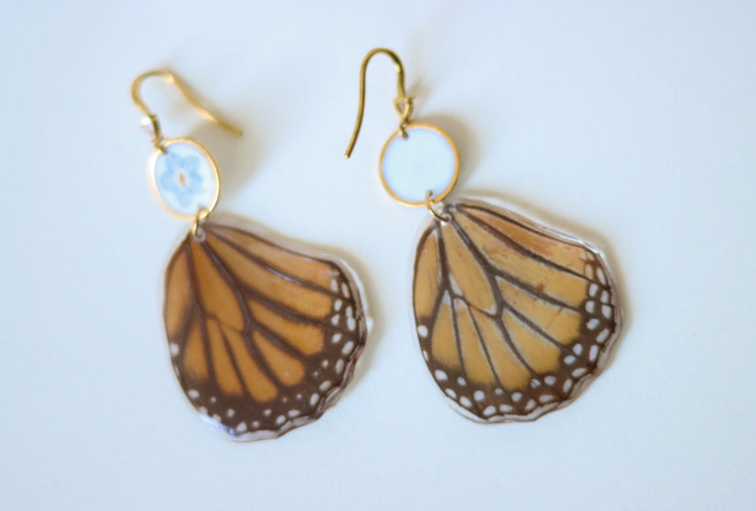 ‘Common Tiger’ Forget-Me-Not Butterfly Earrings