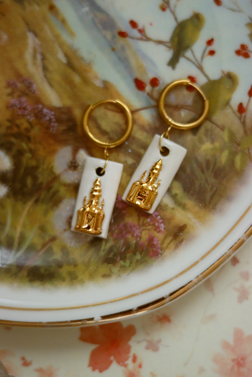 ‘Golden Castle’ Porcelain Earrings
