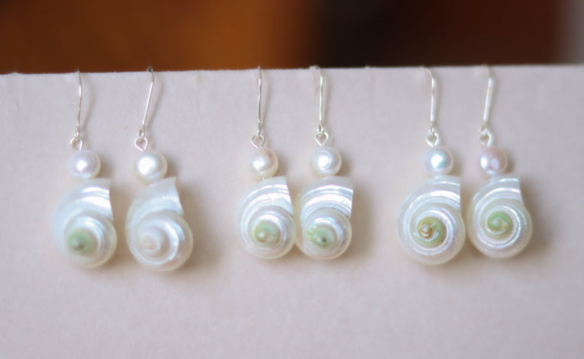 ‘Seashell’ Freshwater Pearl Sterling Silver Earrings