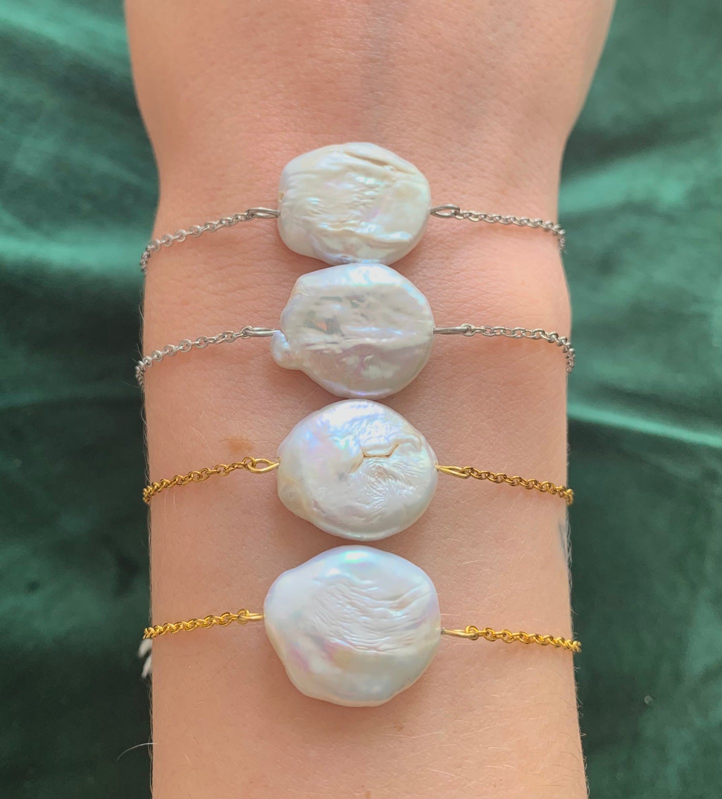 Reversible Forget-Me-Not Freshwater Pearl Bracelet