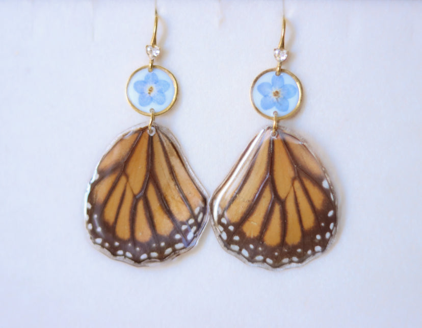 ‘Common Tiger’ Forget-Me-Not Butterfly Earrings