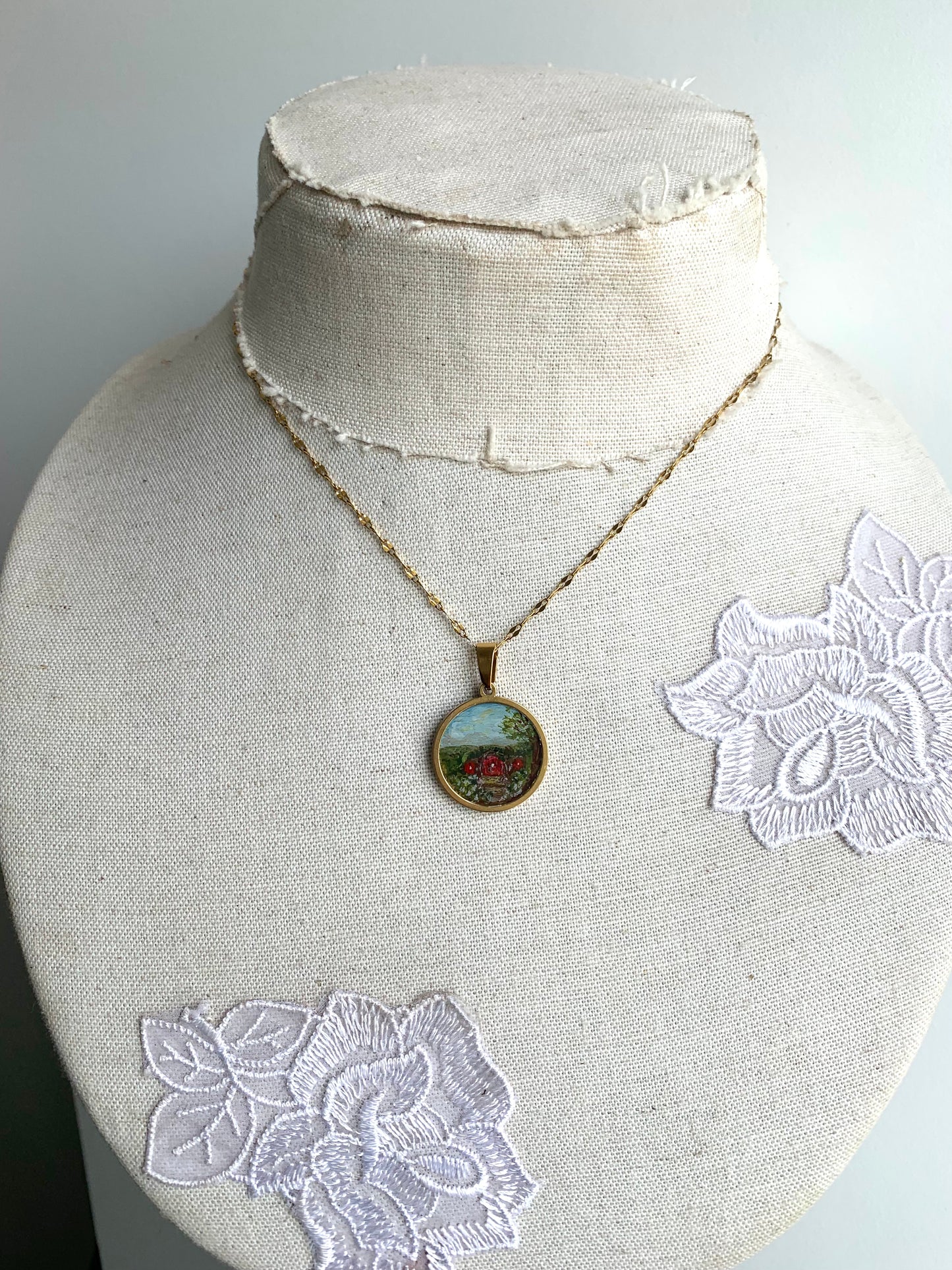 ‘Hobbit Dwelling’ Hand-Painted Necklace