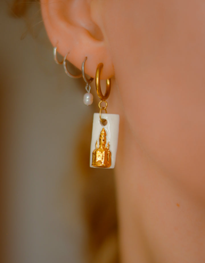 ‘Golden Castle’ Porcelain Earrings