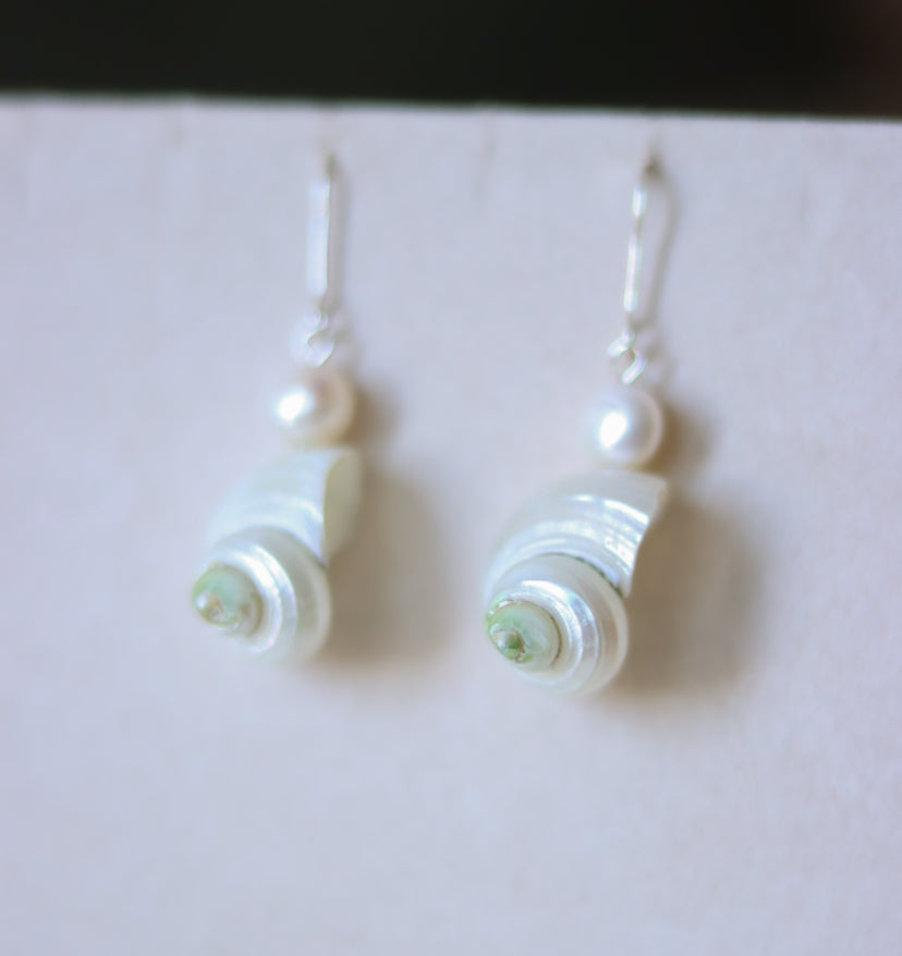 ‘Seashell’ Freshwater Pearl Sterling Silver Earrings