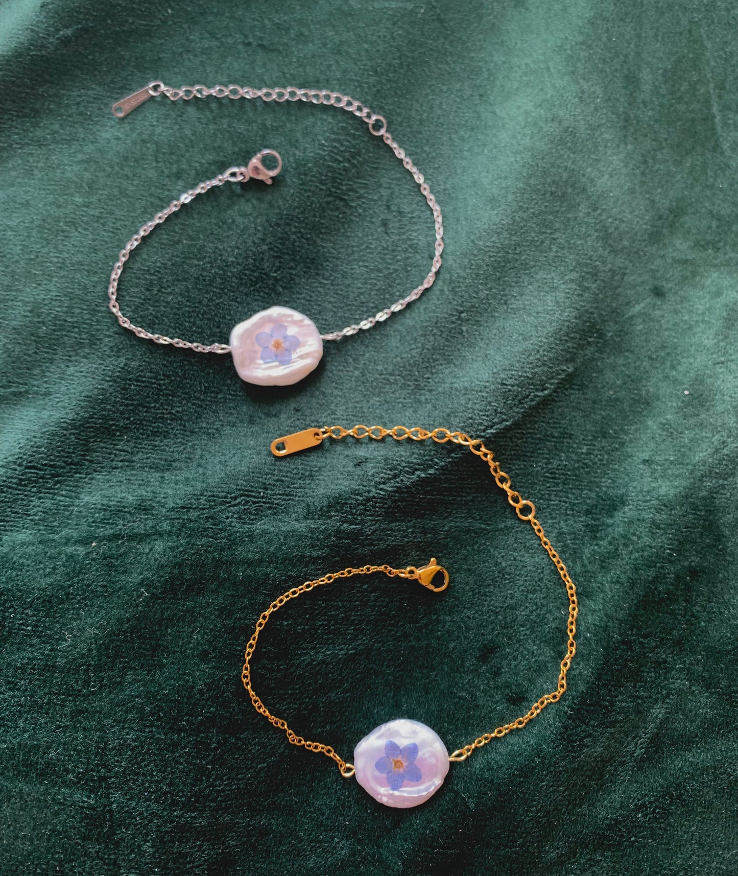 Reversible Forget-Me-Not Freshwater Pearl Bracelet