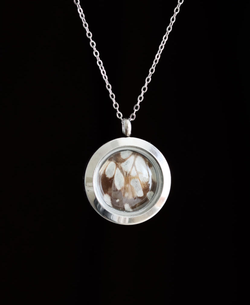 Reversible Glass 1935 Cracker Butterfly Necklace