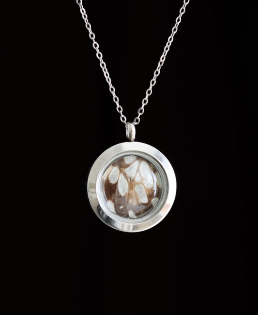 Reversible Glass 1935 Cracker Butterfly Necklace