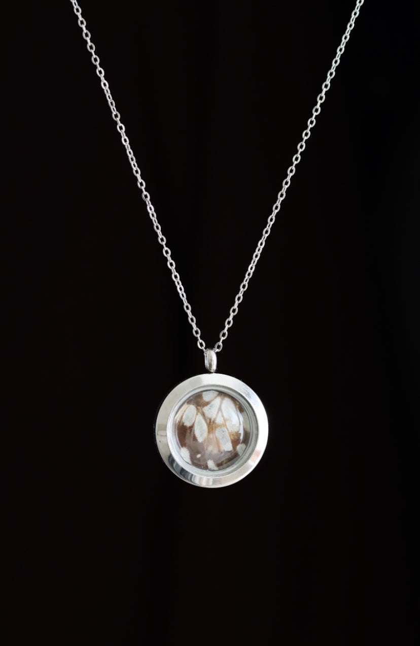 Reversible Glass 1935 Cracker Butterfly Necklace