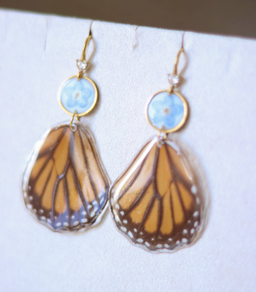 ‘Common Tiger’ Forget-Me-Not Butterfly Earrings