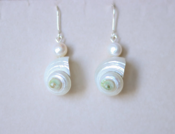 ‘Seashell’ Freshwater Pearl Sterling Silver Earrings
