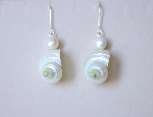 ‘Seashell’ Freshwater Pearl Sterling Silver Earrings