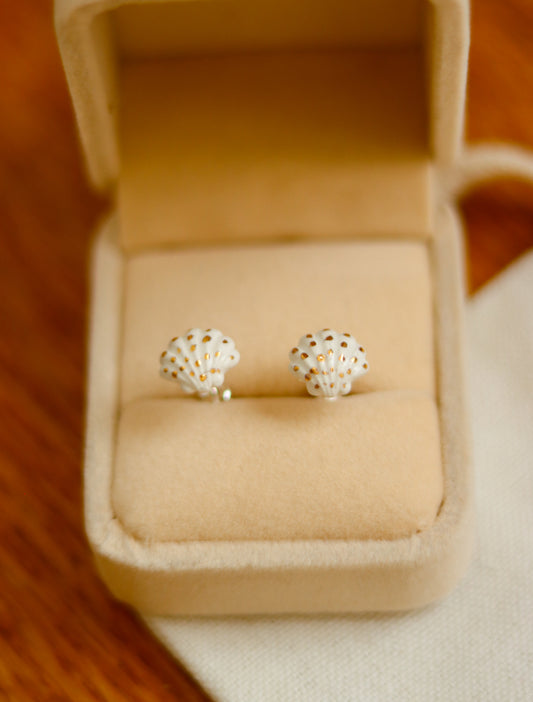 ‘Seashell’ Sterling Silver Porcelain Stud Earrings