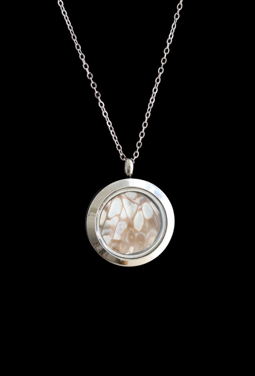 Reversible Glass 1935 Cracker Butterfly Necklace