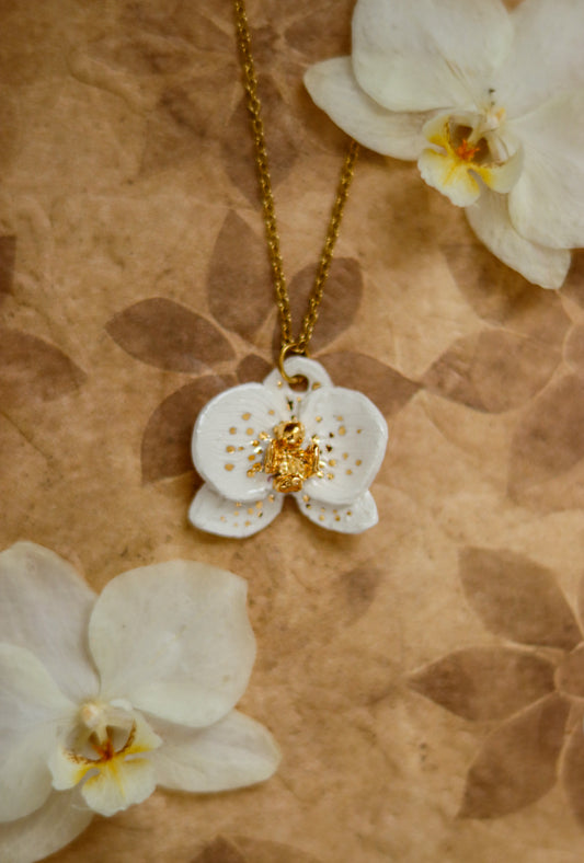 ‘Speckled Orchid’ Porcelain Necklace