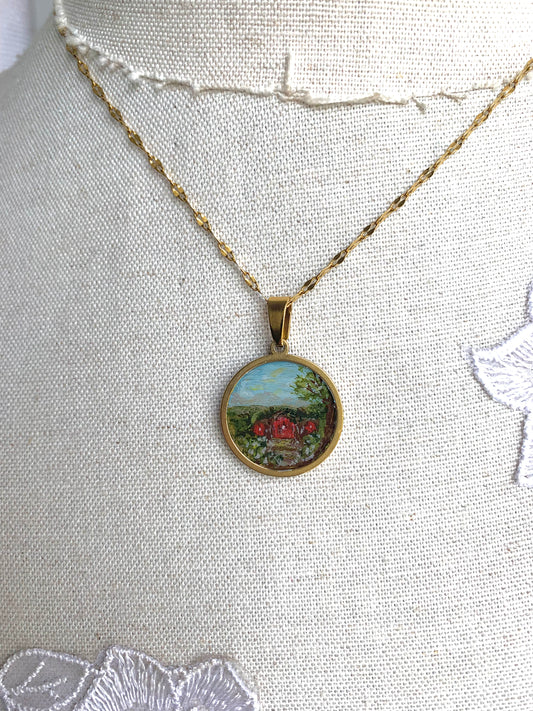 ‘Hobbit Dwelling’ Hand-Painted Necklace