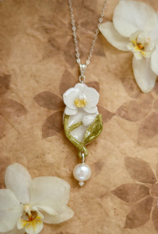 ‘Orchid Bud’ Freshwater Pearl Sterling Silver Necklace