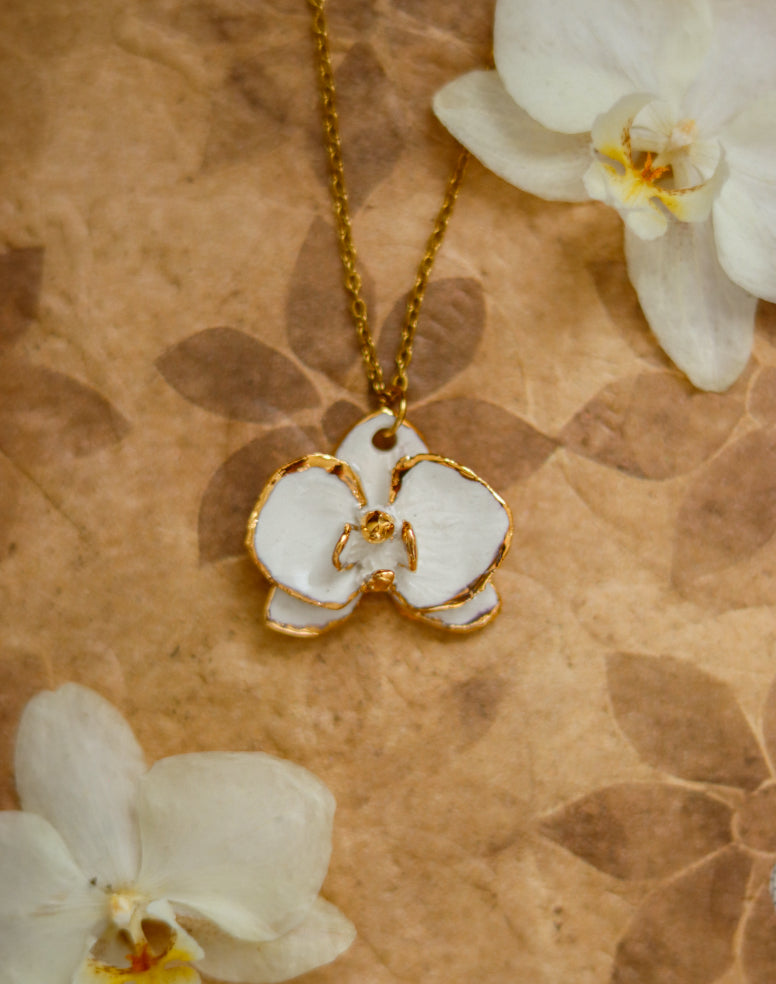 ‘Snow Orchid’ Porcelain Necklace
