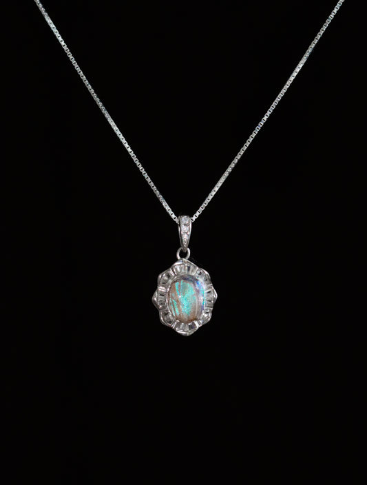 Sterling Silver 1935 Morpho Butterfly Wing Fragment Necklace B