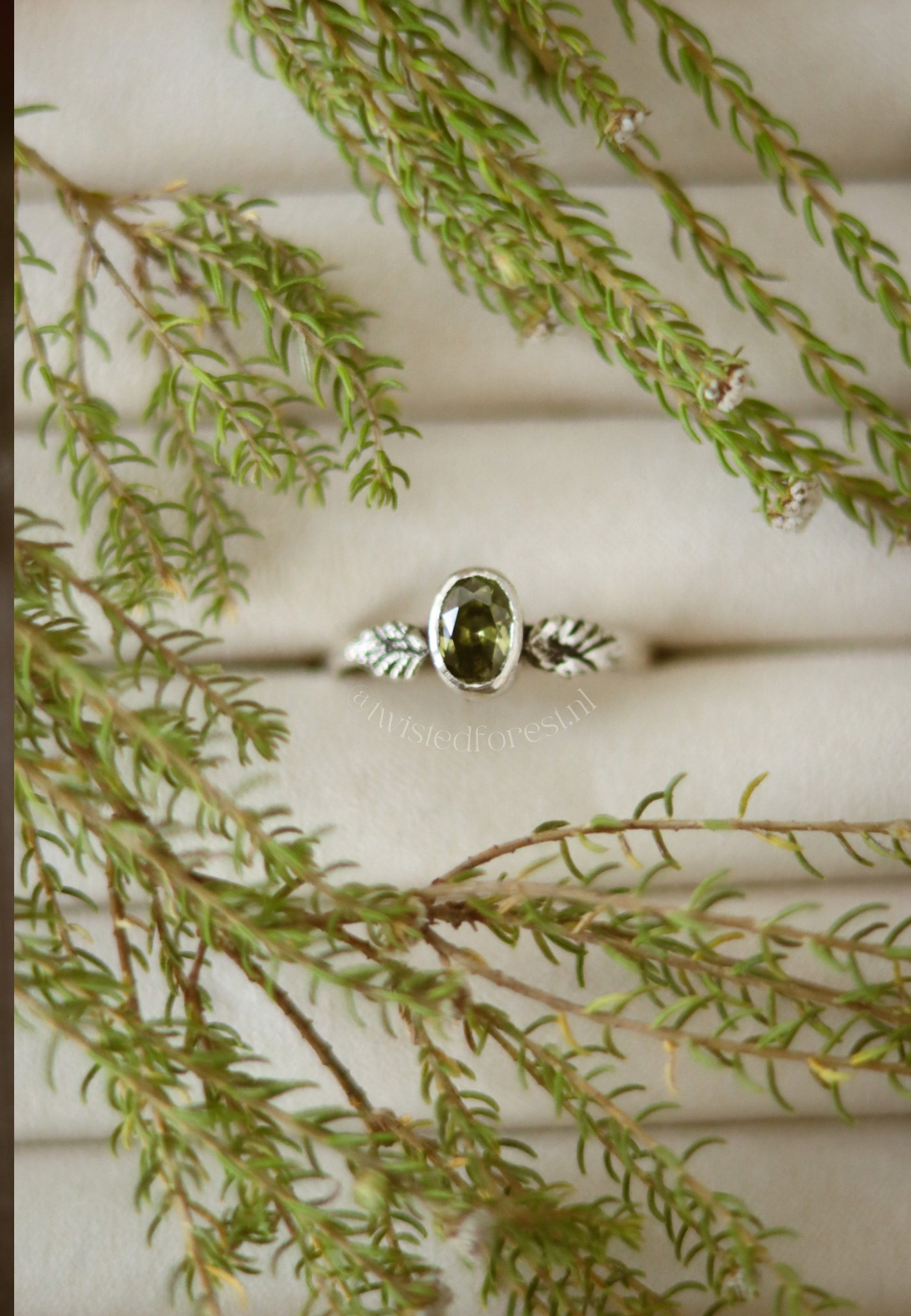 Peridot Sterling Silver Oak Leaf Ring