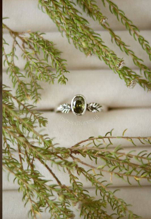 Peridot Sterling Silver Oak Leaf Ring