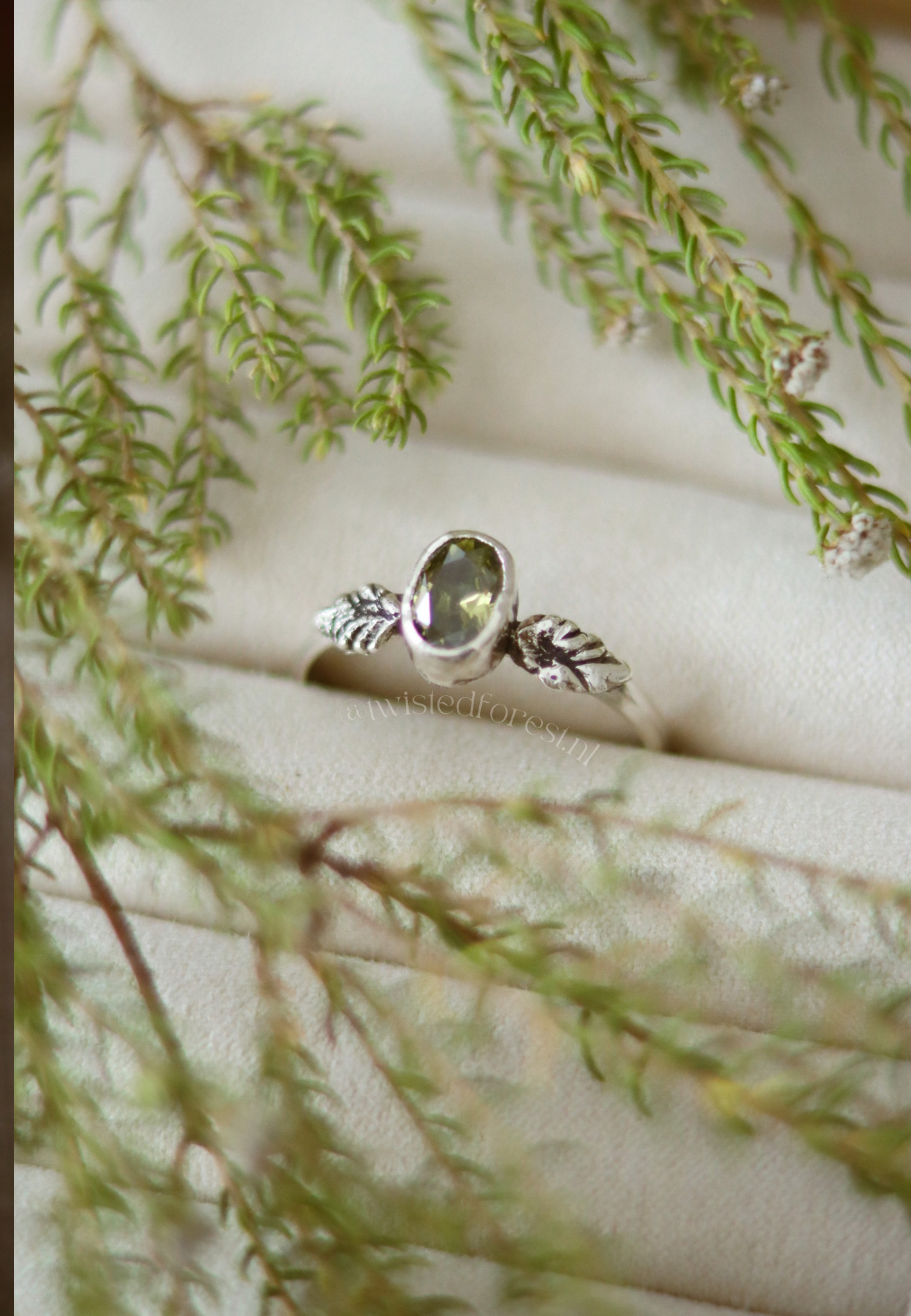 Peridot Sterling Silver Oak Leaf Ring