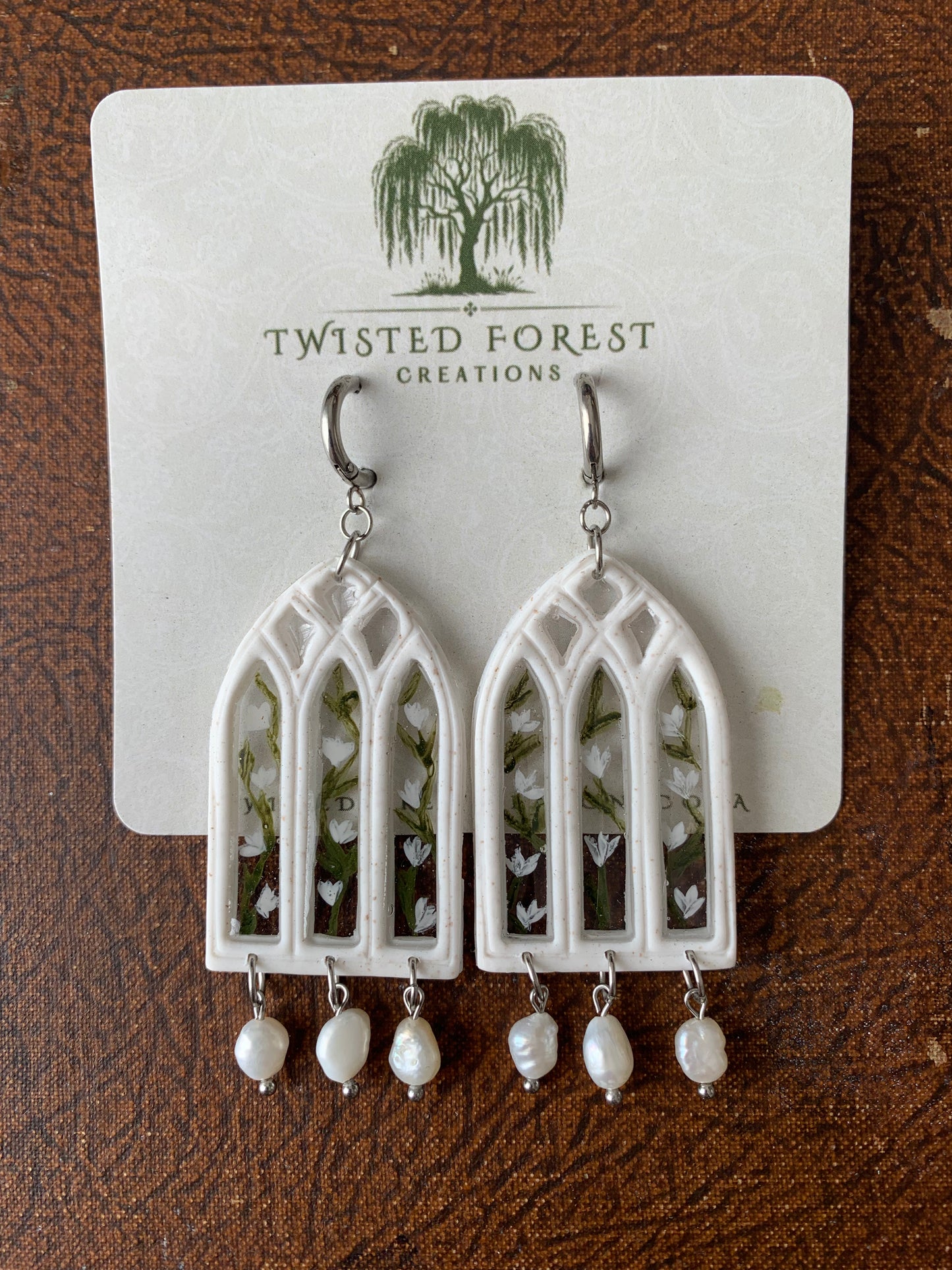 Cathedral Window Freshwater Pearl Earrings
