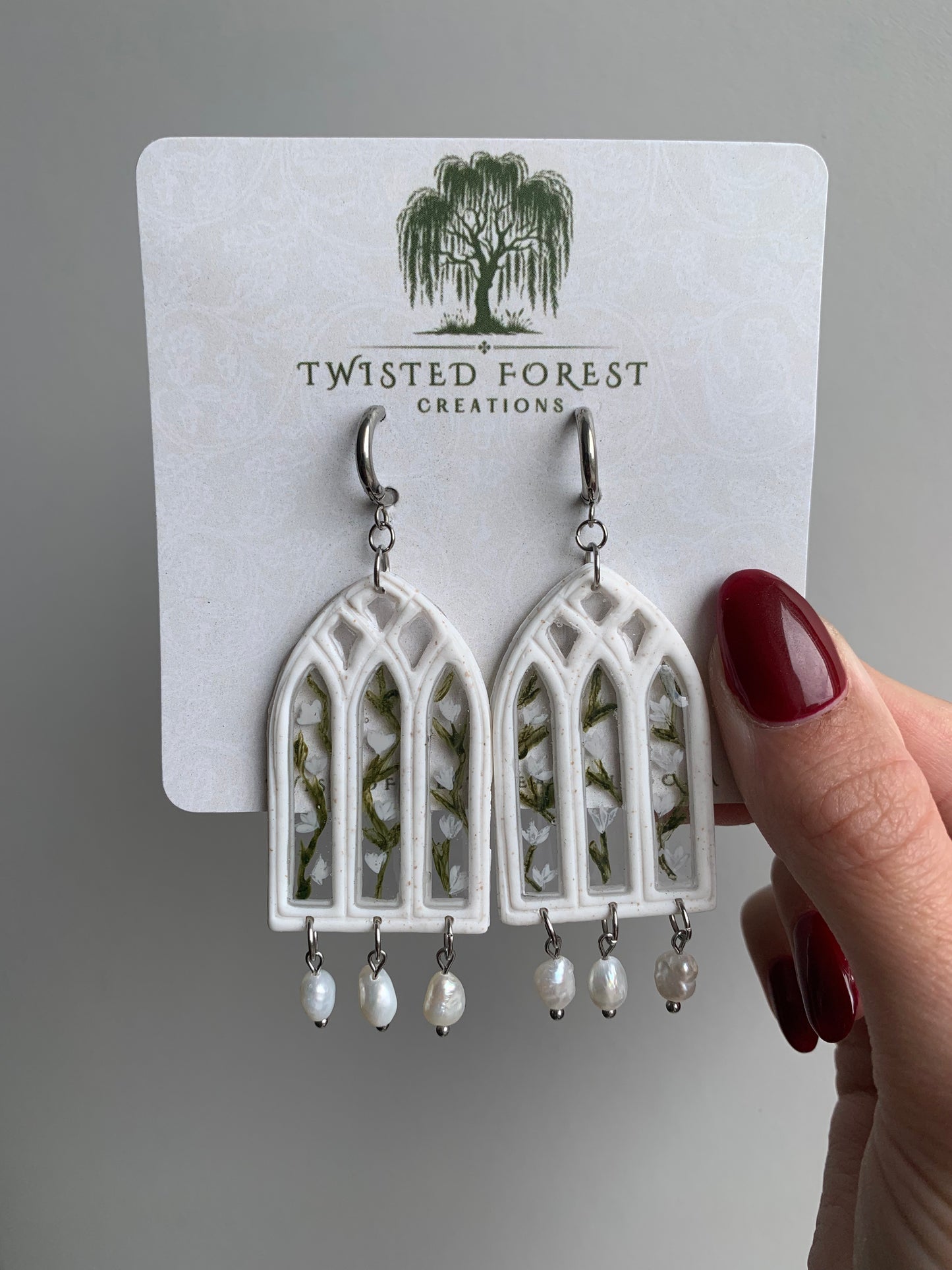 Cathedral Window Freshwater Pearl Earrings
