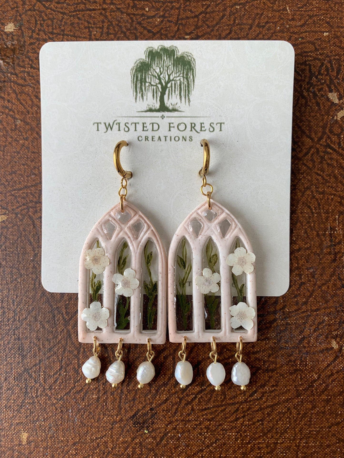 Cathedral Window Freshwater Pearl Earrings