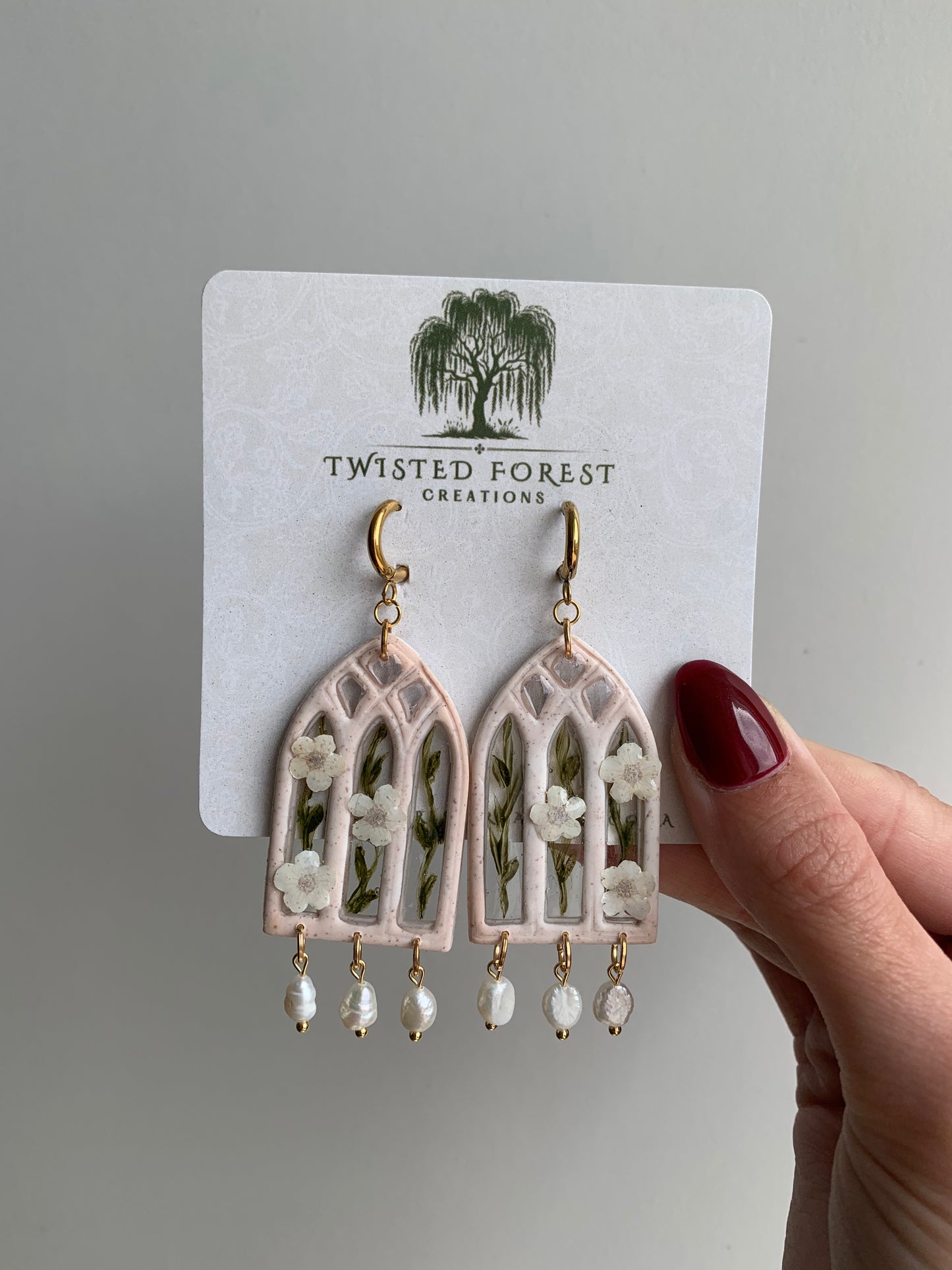 Cathedral Window Freshwater Pearl Earrings