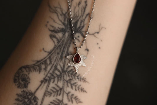 Nurture Naturae Garnet Gemstone Sterling Silver Necklace