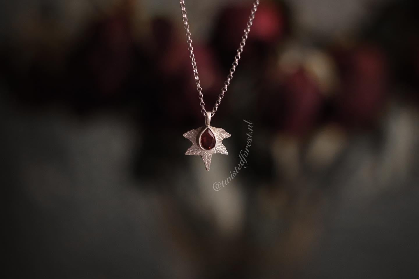 Nurture Naturae Garnet Gemstone Sterling Silver Necklace