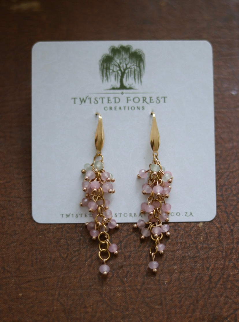 ‘Wisteria’ Rose Quartz & Aventurine Gemstone Earrings