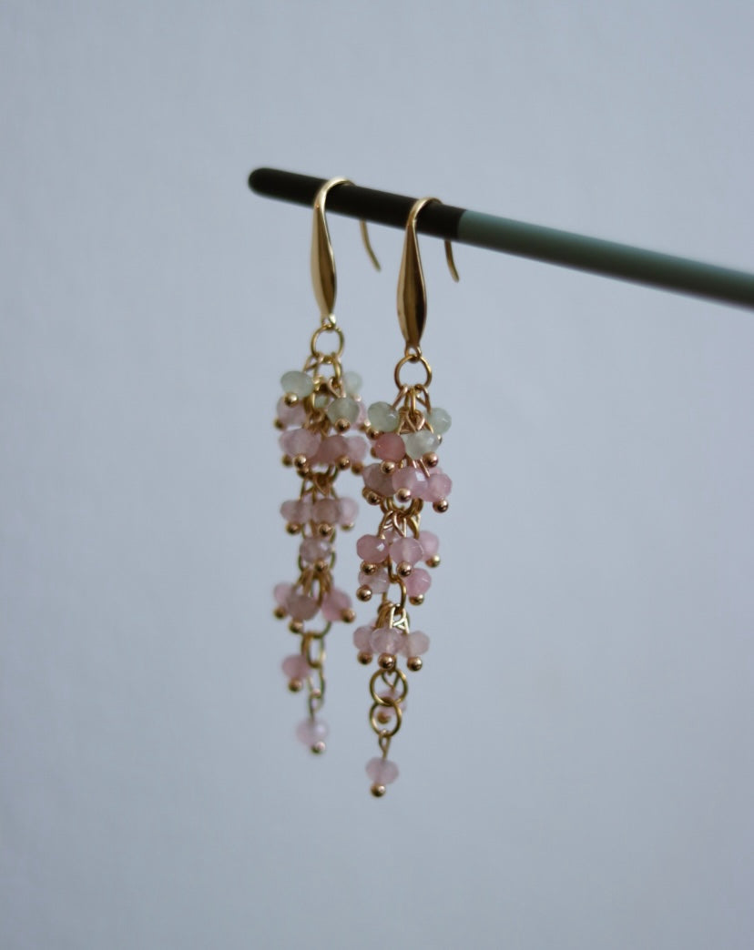 ‘Wisteria’ Rose Quartz & Aventurine Gemstone Earrings