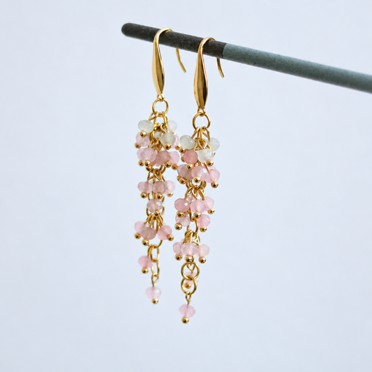 ‘Wisteria’ Rose Quartz & Aventurine Gemstone Earrings