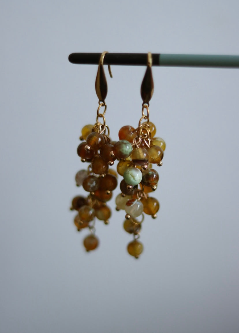 ‘Wisteria’ Amber Ice Spark Agate Gemstone Earrings
