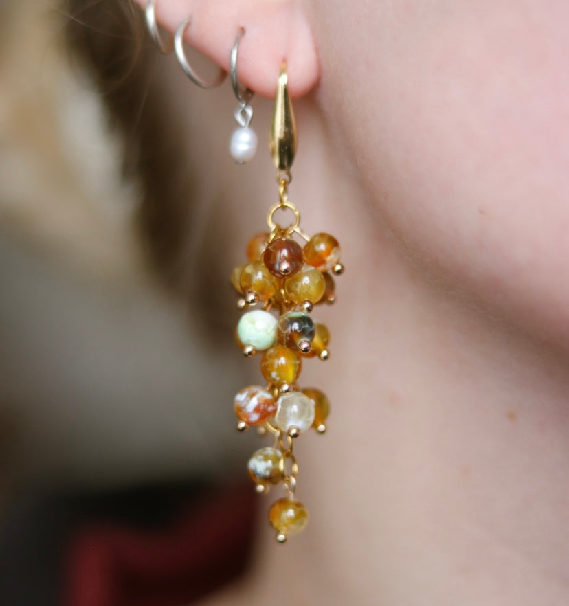 ‘Wisteria’ Amber Ice Spark Agate Gemstone Earrings