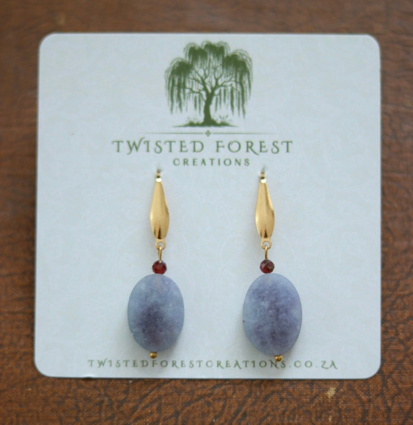 ‘Lucretia’ Aquamarine & Garnet Gemstone Earrings