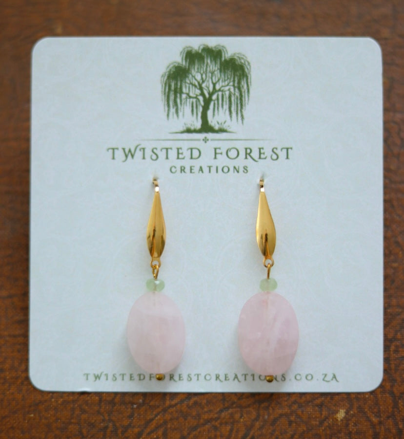 ‘Lucretia’ Rose Quartz & Aventurine Gemstone Earrings