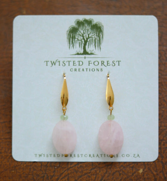 ‘Lucretia’ Rose Quartz & Aventurine Gemstone Earrings